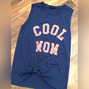 Zutter Cool Mom Distressed Tank